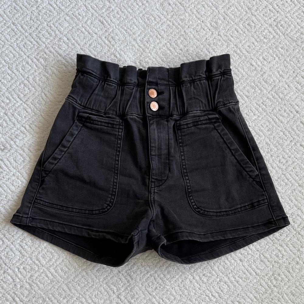 KanCan Black High Waist Paperbag Shorts